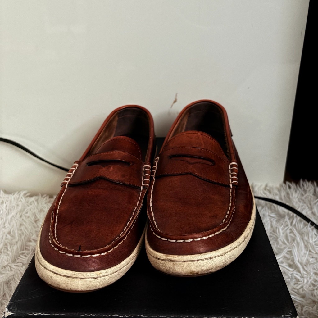 Product Title: Men’s Penny Loafers Burnished Brown Leather Size 10.5